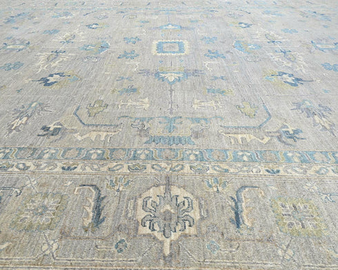 12x15 Feet Ziegler Gray Afghan Hand Knotted Wool Area Rug